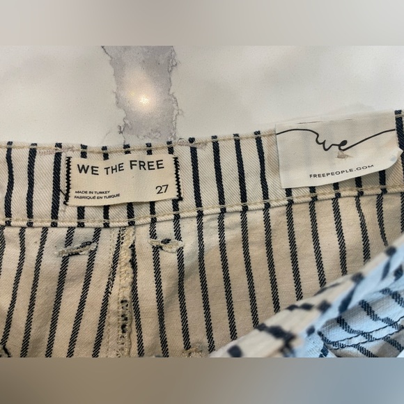 Free People Striped High Waist Railroad Denim Shorts - Picture 6 of 8